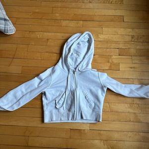 white hollister cropped zip up